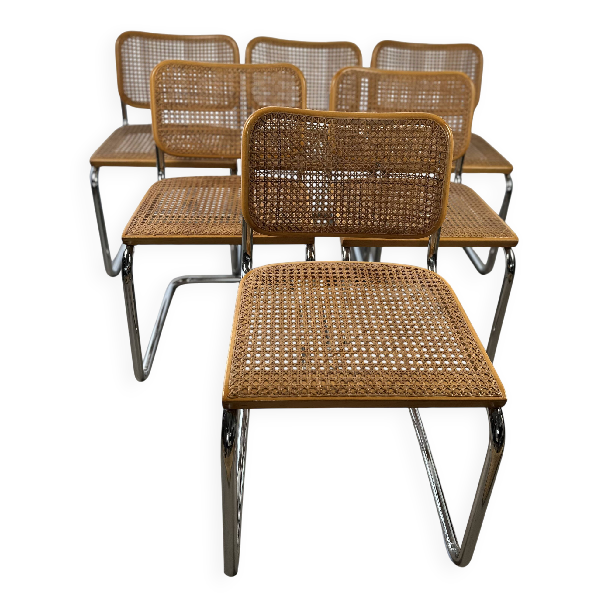 Ensemble de 6 chaises Cesca de Marcel Breuer pour Gavina, années 1960