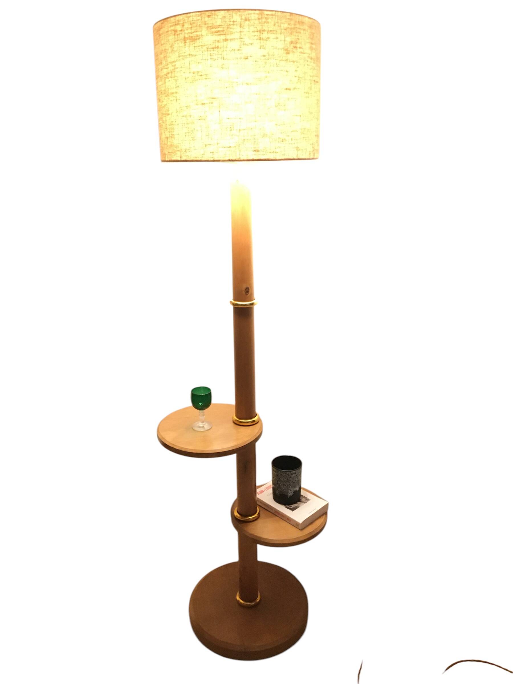 Vintage wooden floor lamp - 1950s