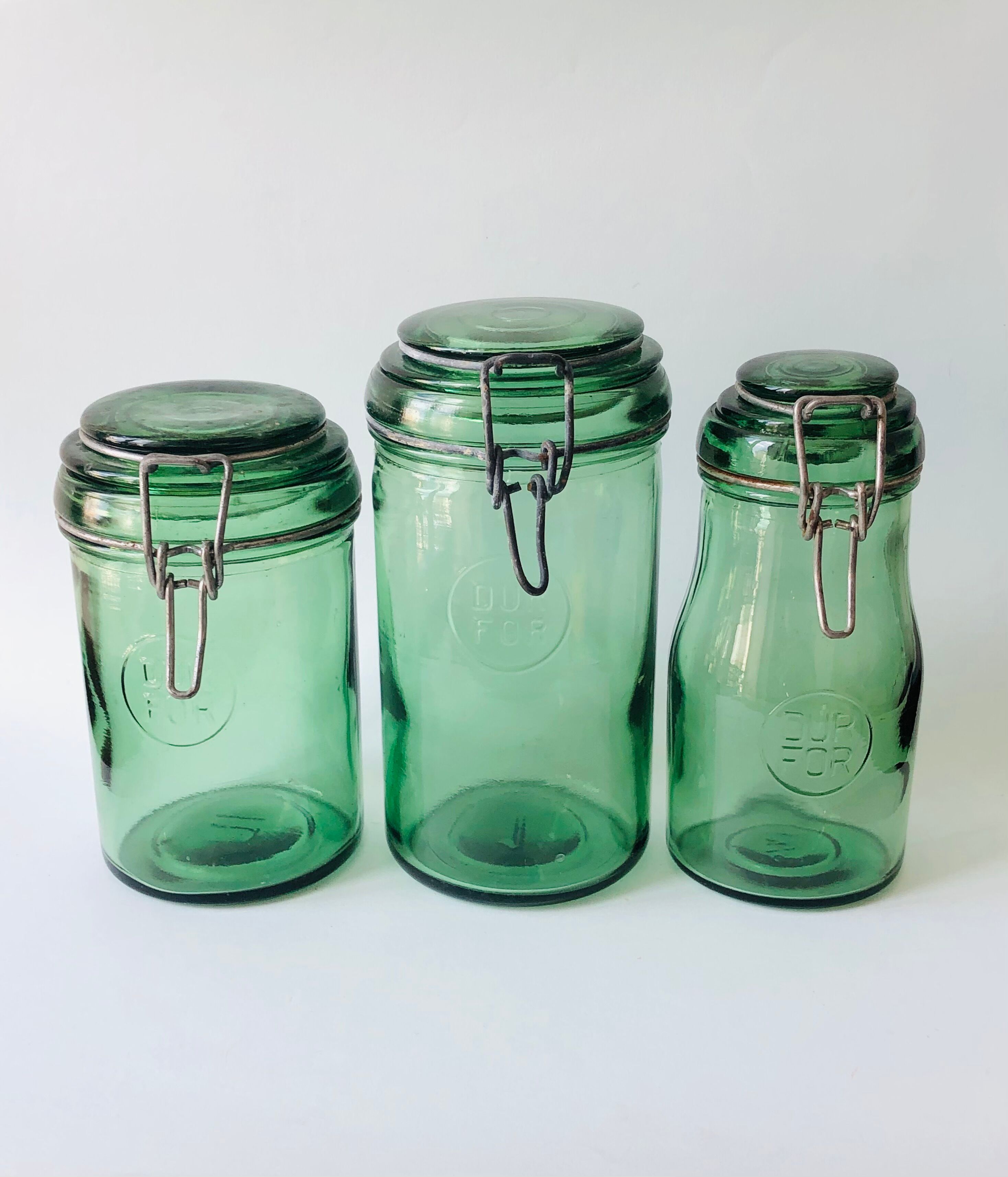 Trio of Durfor glass jars