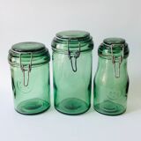 Trio of Durfor glass jars