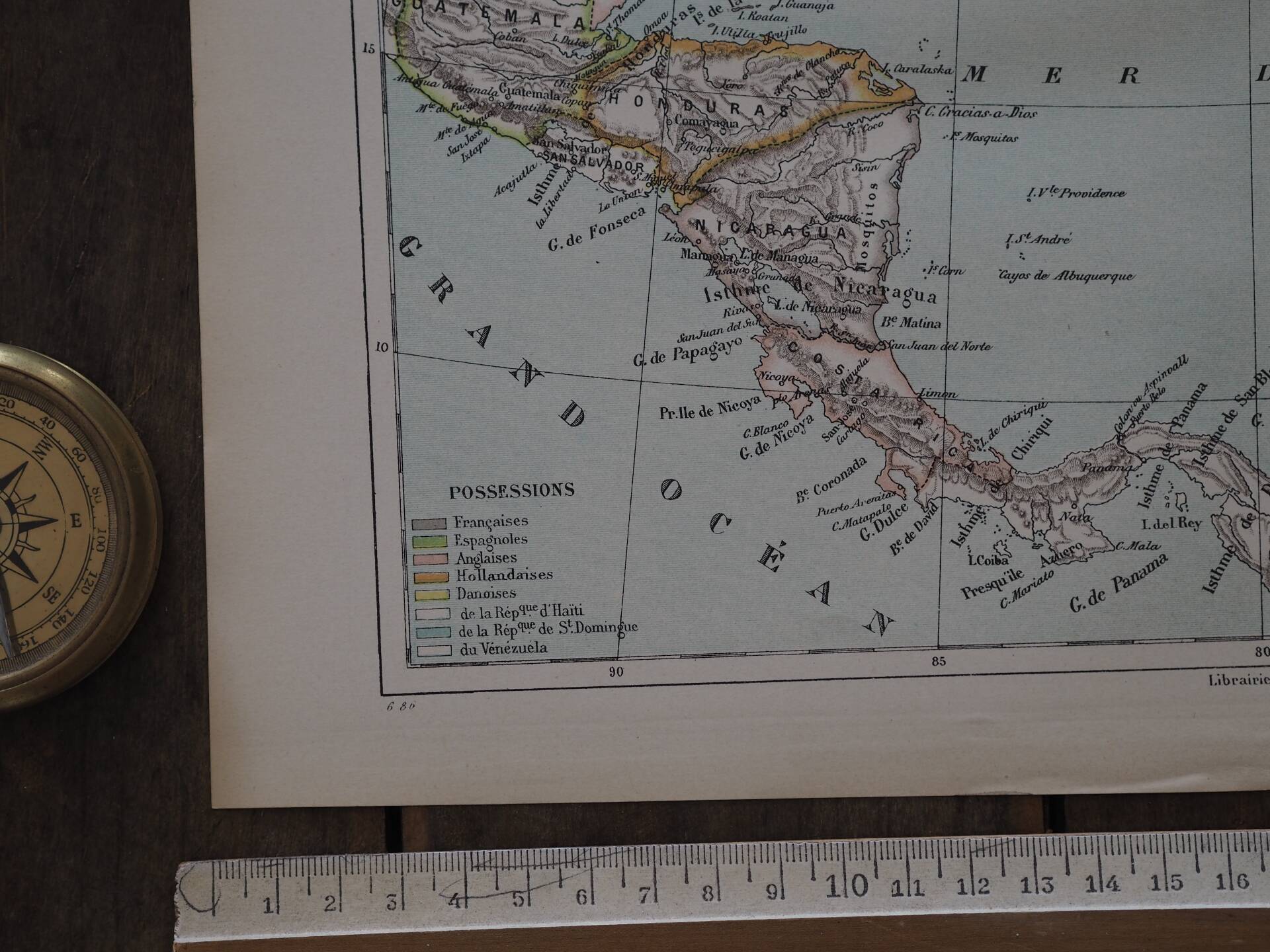 The Antilles, old map 1887 – Vintage geographical map.