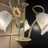 Antique Chandelier Ceiling Light Florentine Bouquet Floral Design 1970 Decorative Art No.2