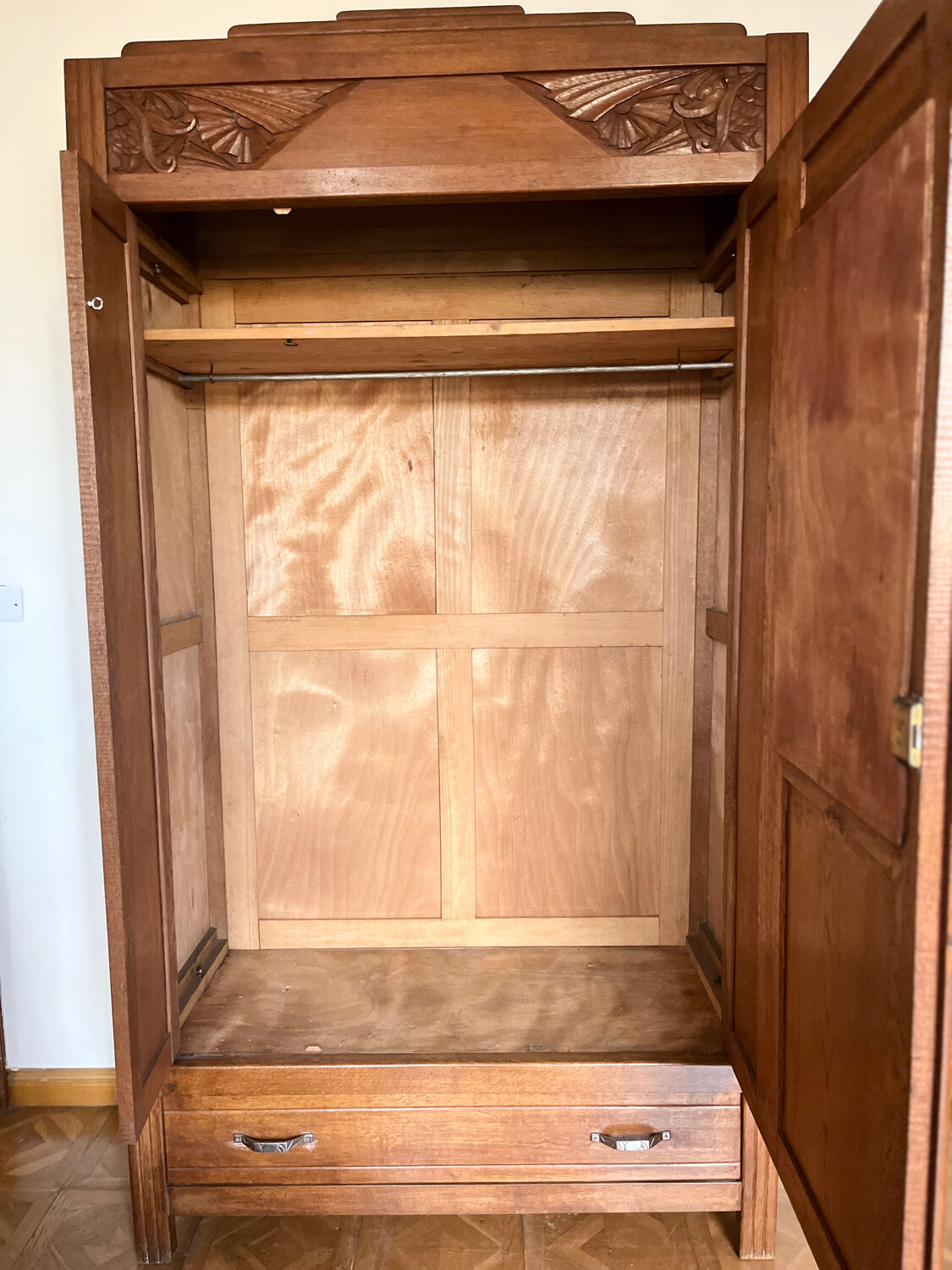 Art deco cabinet raw wood