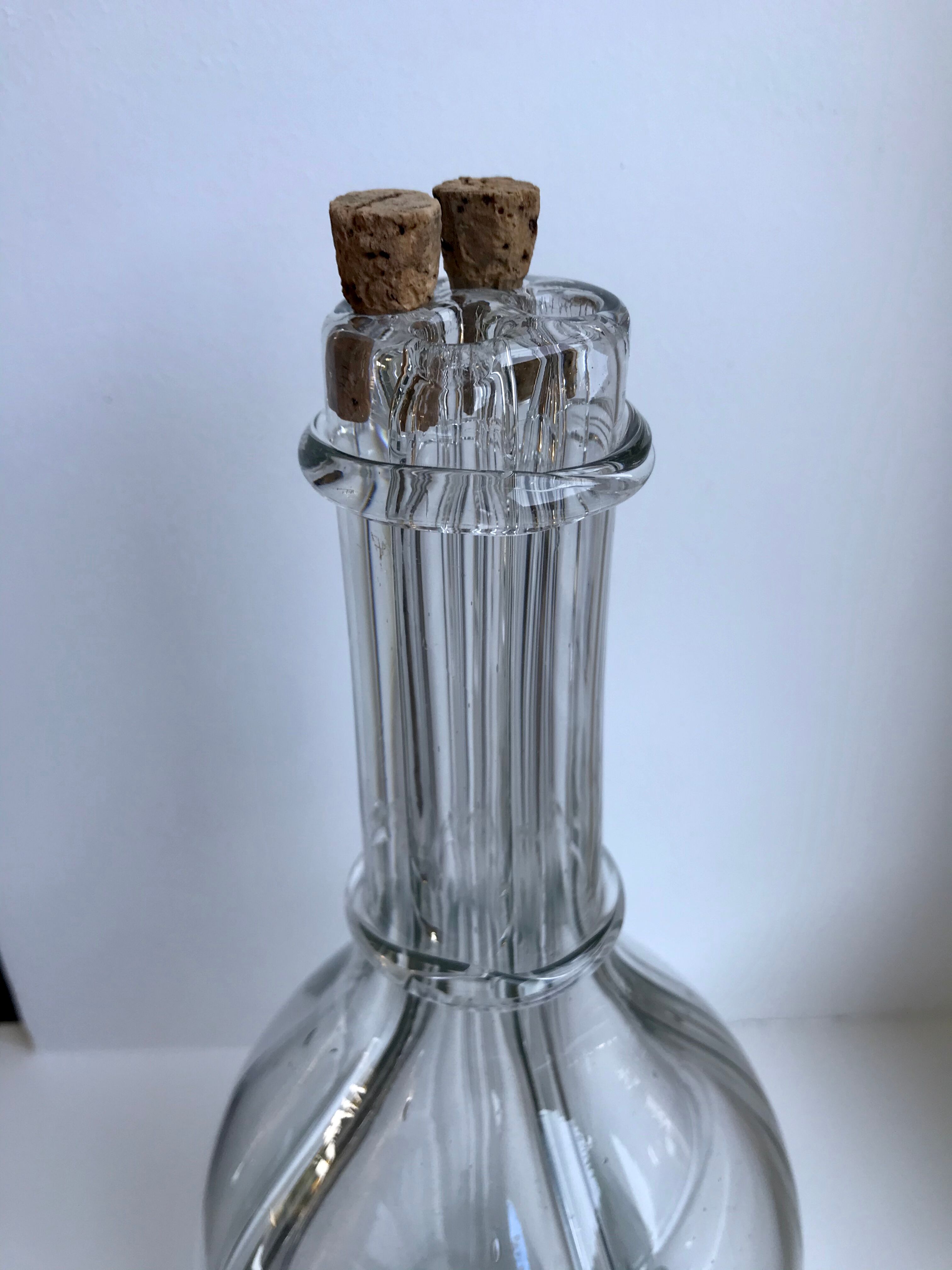Liquor decanter with molded glass compartments early XXth