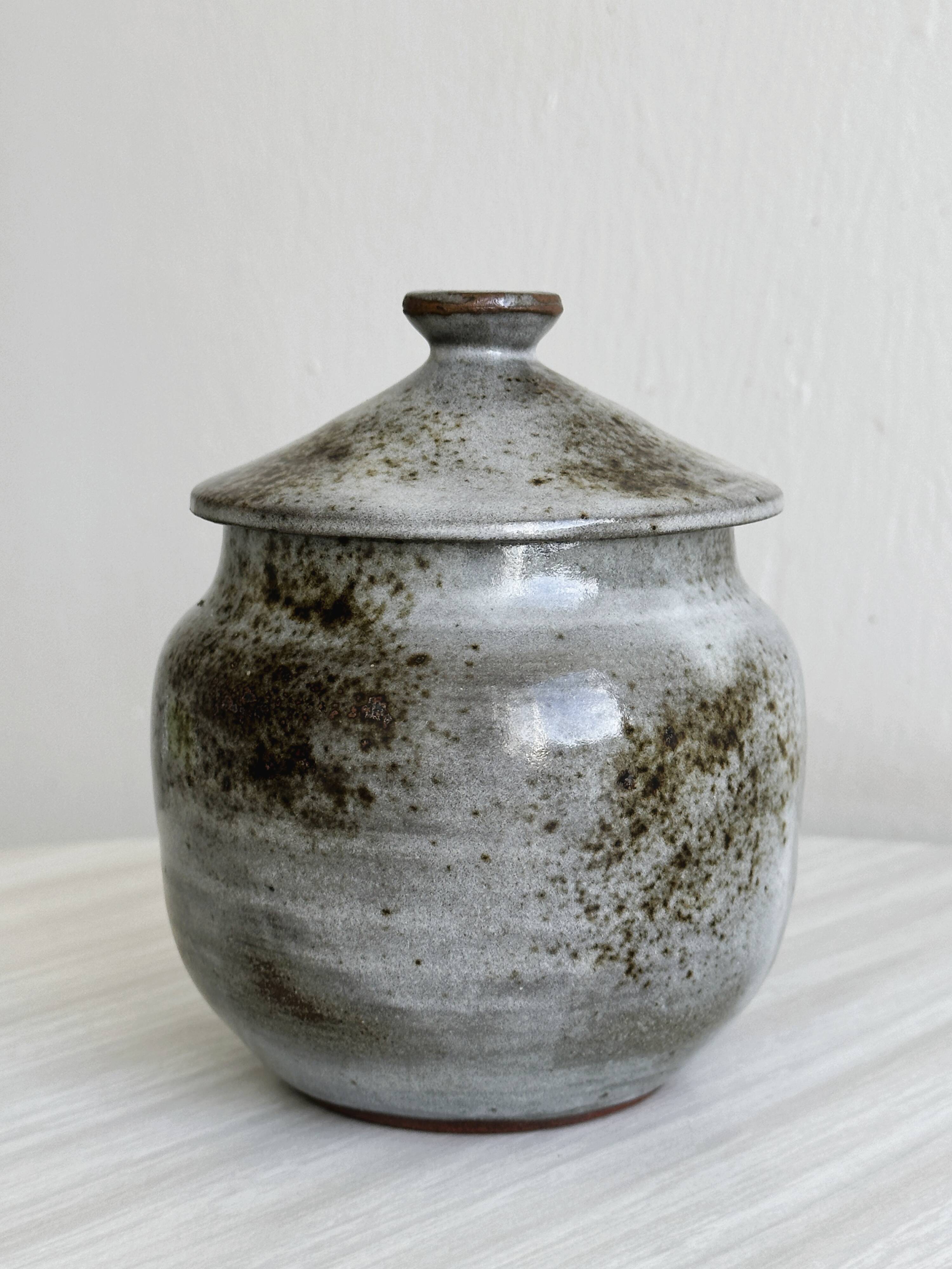 sanded stoneware pot signed Chantal and Thierry Robert