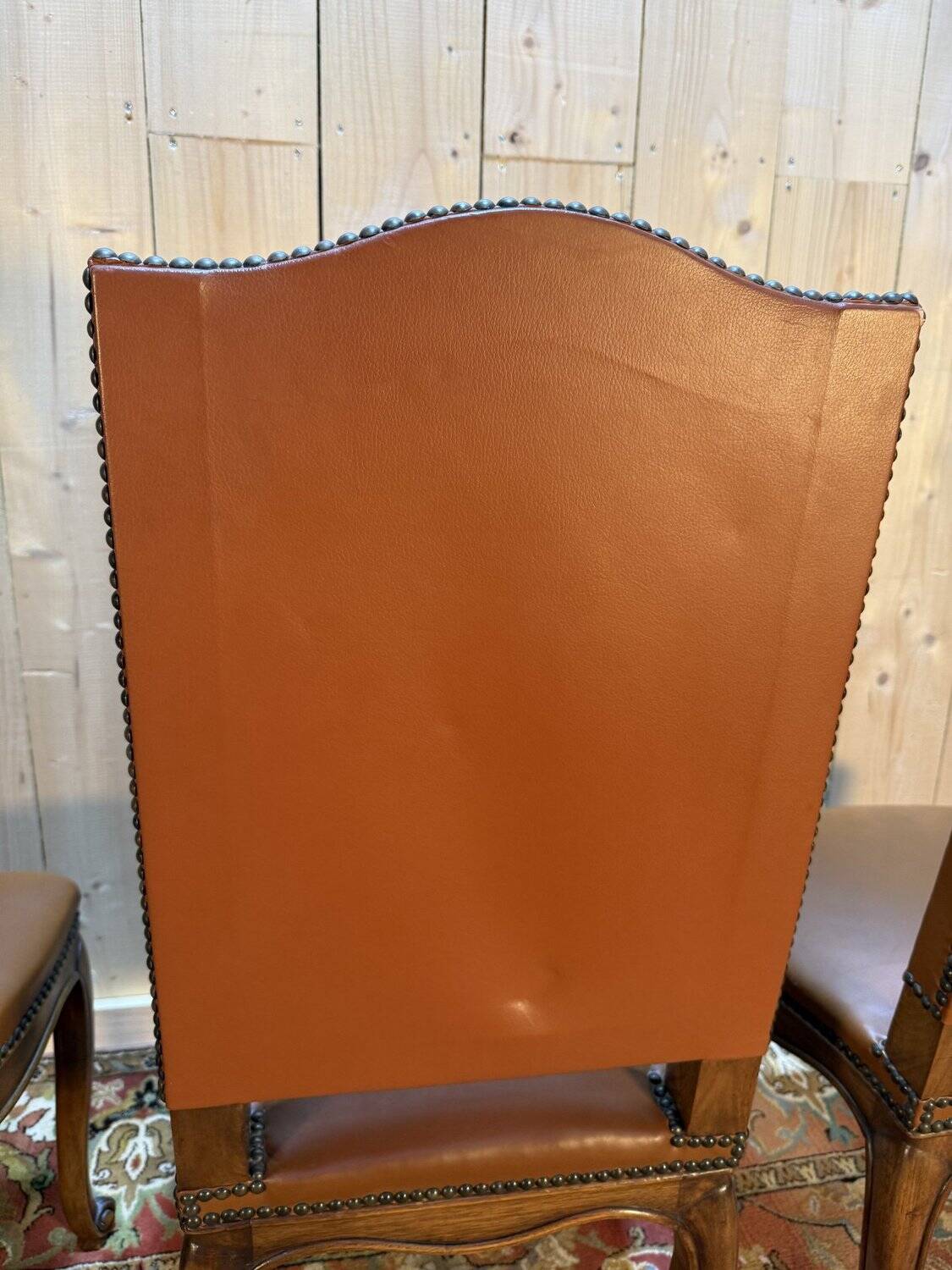 Set of 4 Louis XV style chairs in leather.