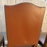 Set of 4 Louis XV style chairs in leather.