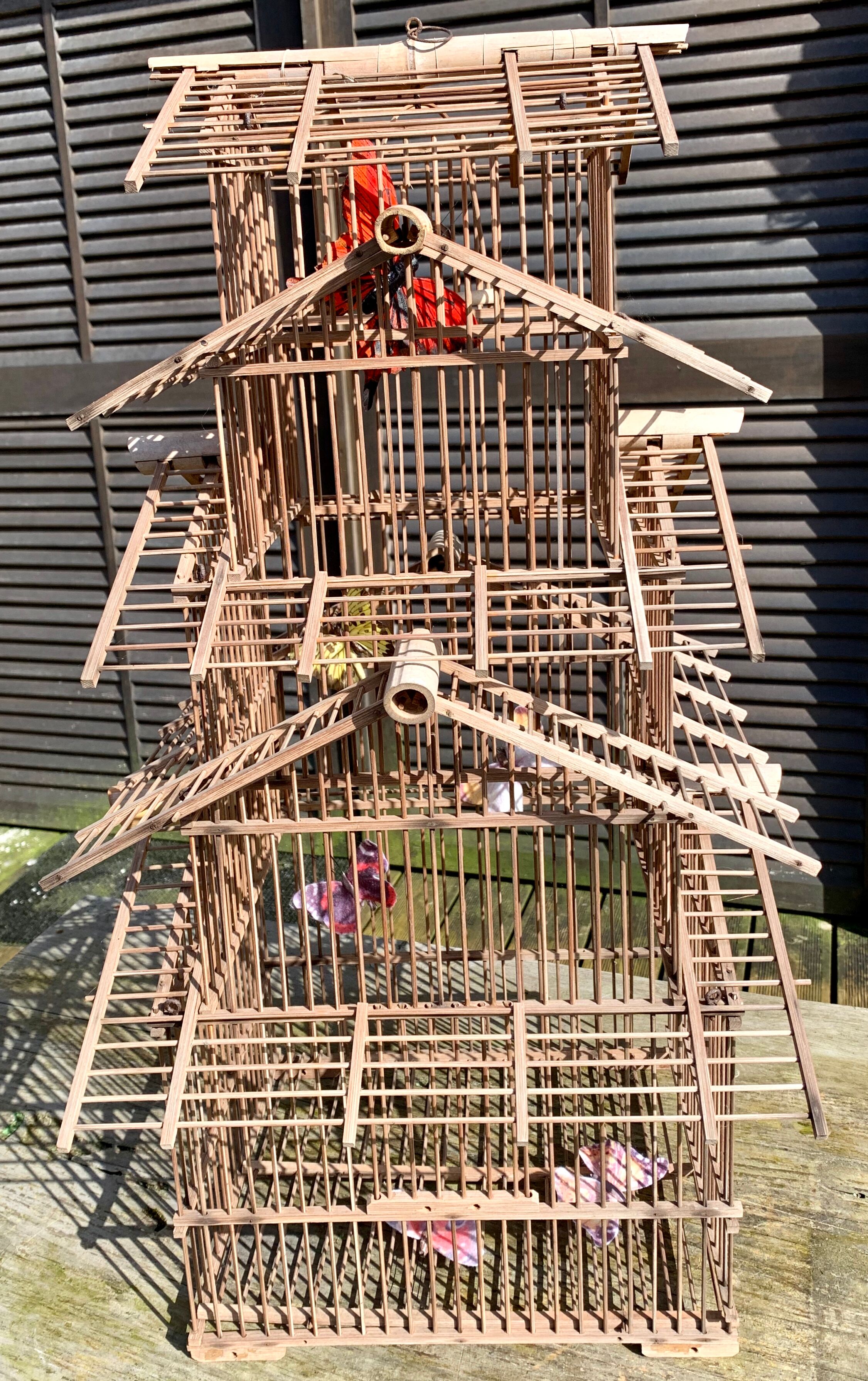 Large vintage bamboo birdcage