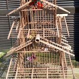 Large vintage bamboo birdcage