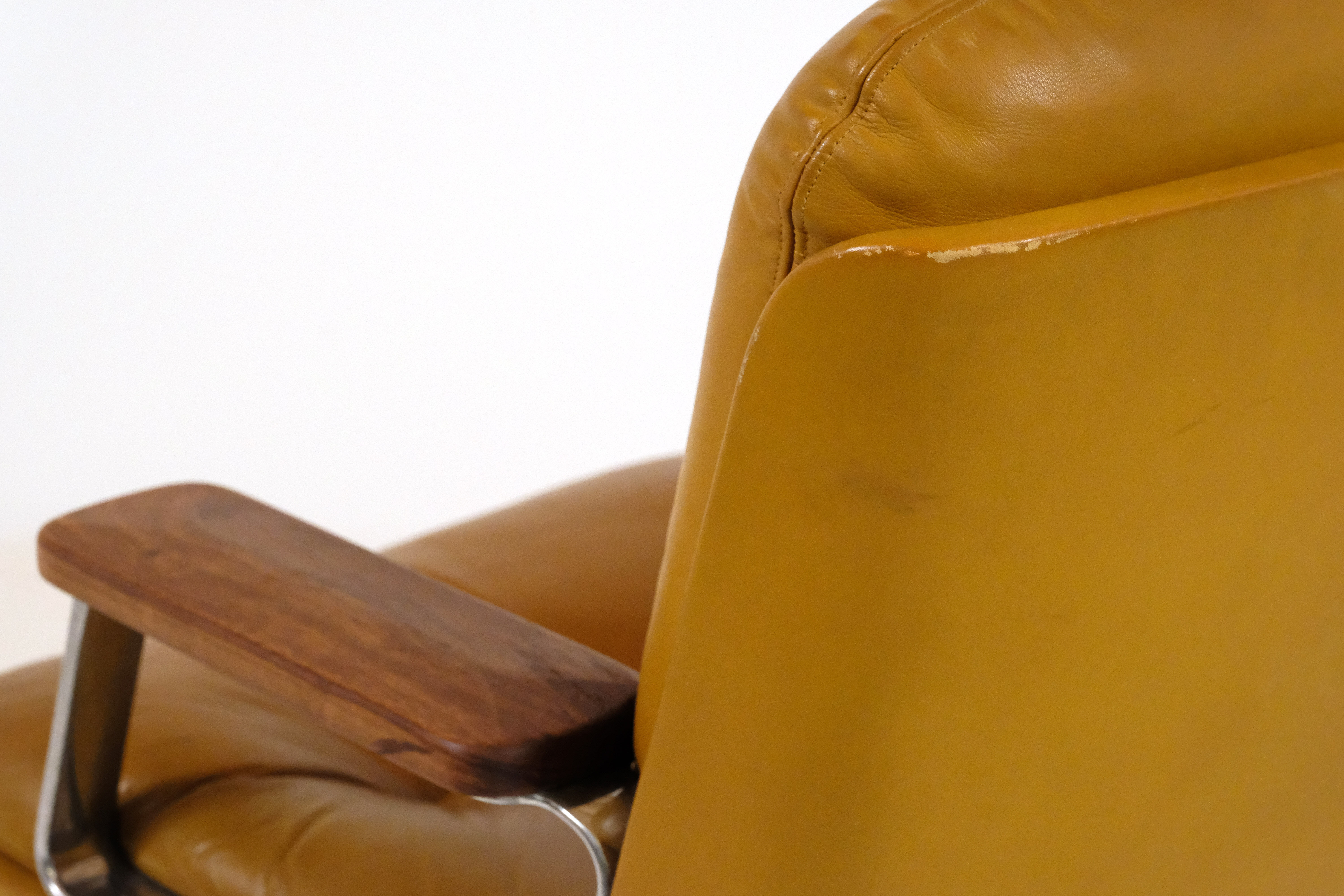 Vaghi leather, aluminium and teak office chair 1970s