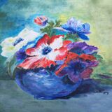 Oil table "anemones" signed