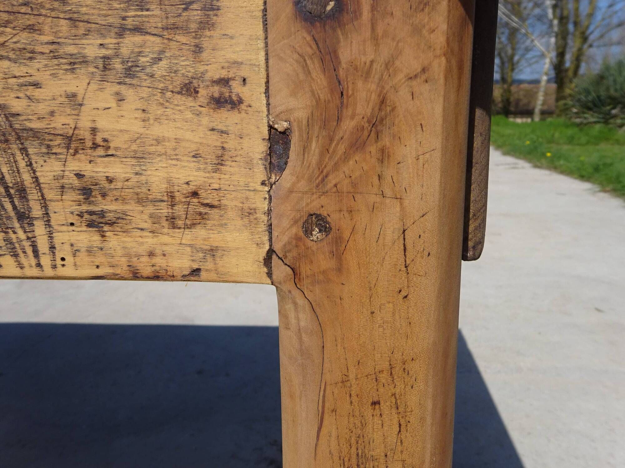 Restored antique farmhouse table, made entirely of solid oak.