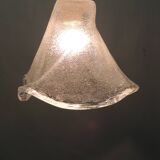 Suspension vintage en verre givré style fleur – Lampe plafonnier des années