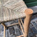 High wood and rope stool
