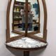 Console d'angle et son double miroir Art déco en noyer, France vers 1920