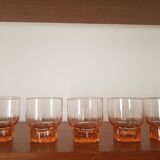 Set of 5 molded pink water glasses