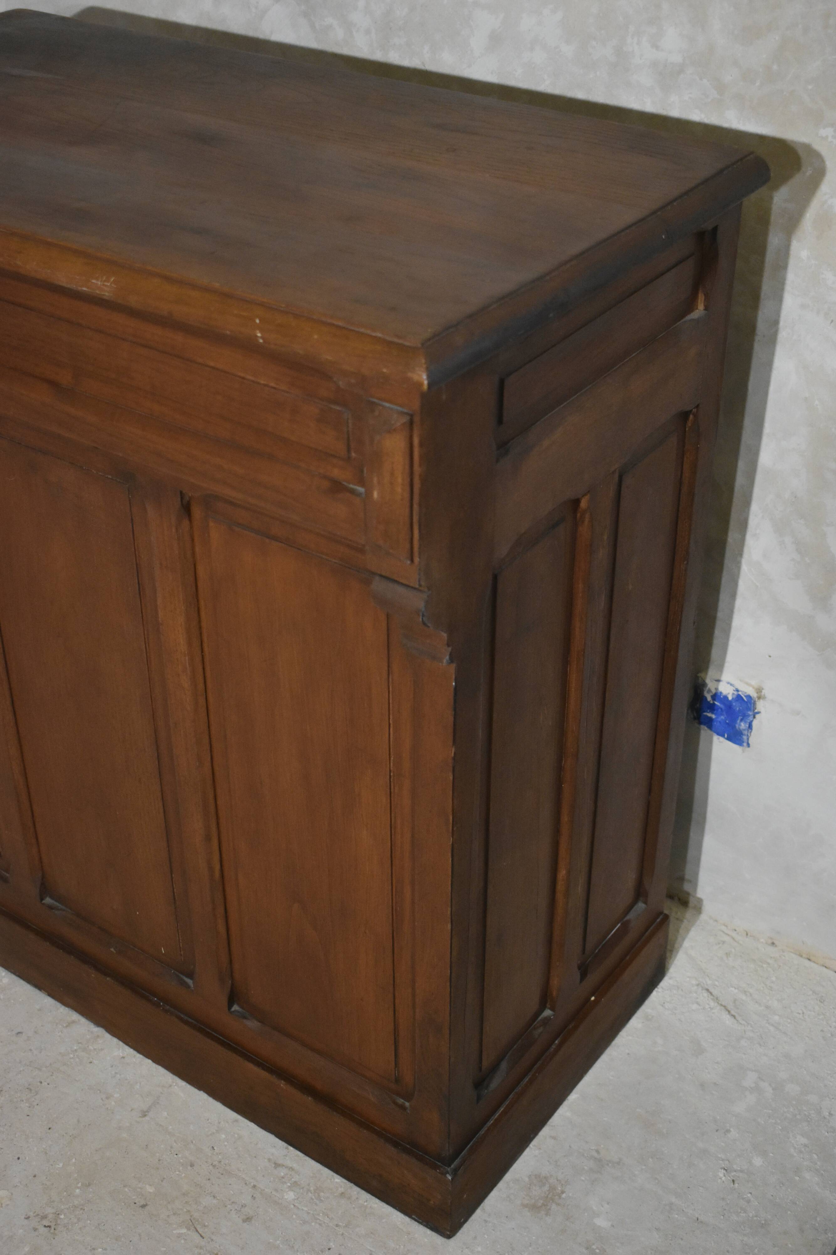 Old solid oak counter shop checkout