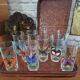 Set of 10 butterfly glasses from the Reims glassworks, vintage.