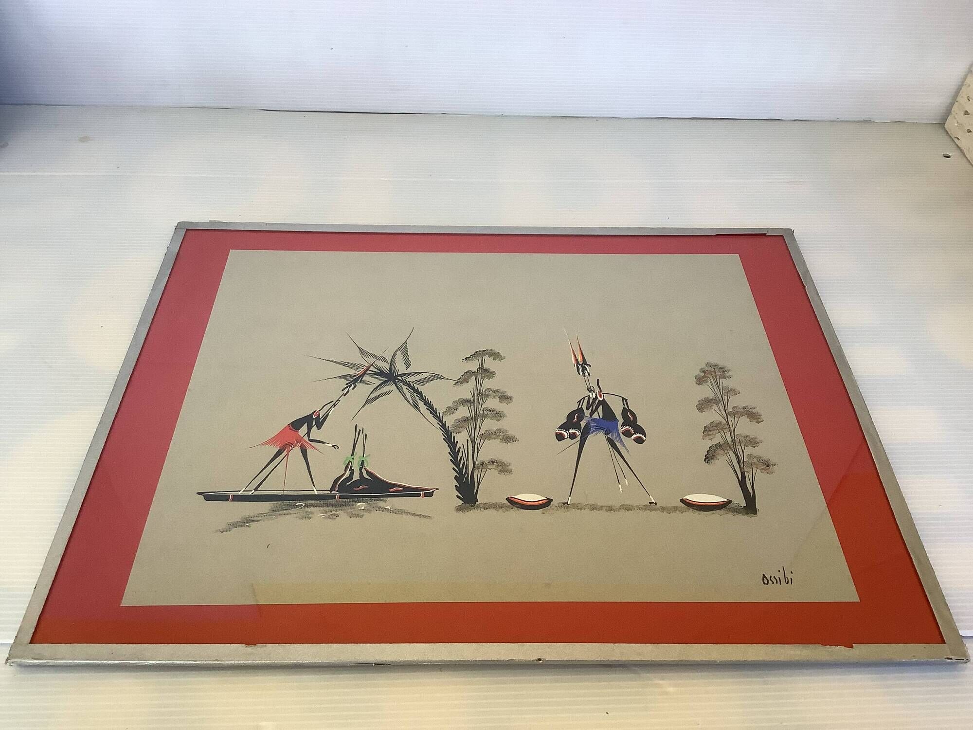 African gouache painting from the 1950s