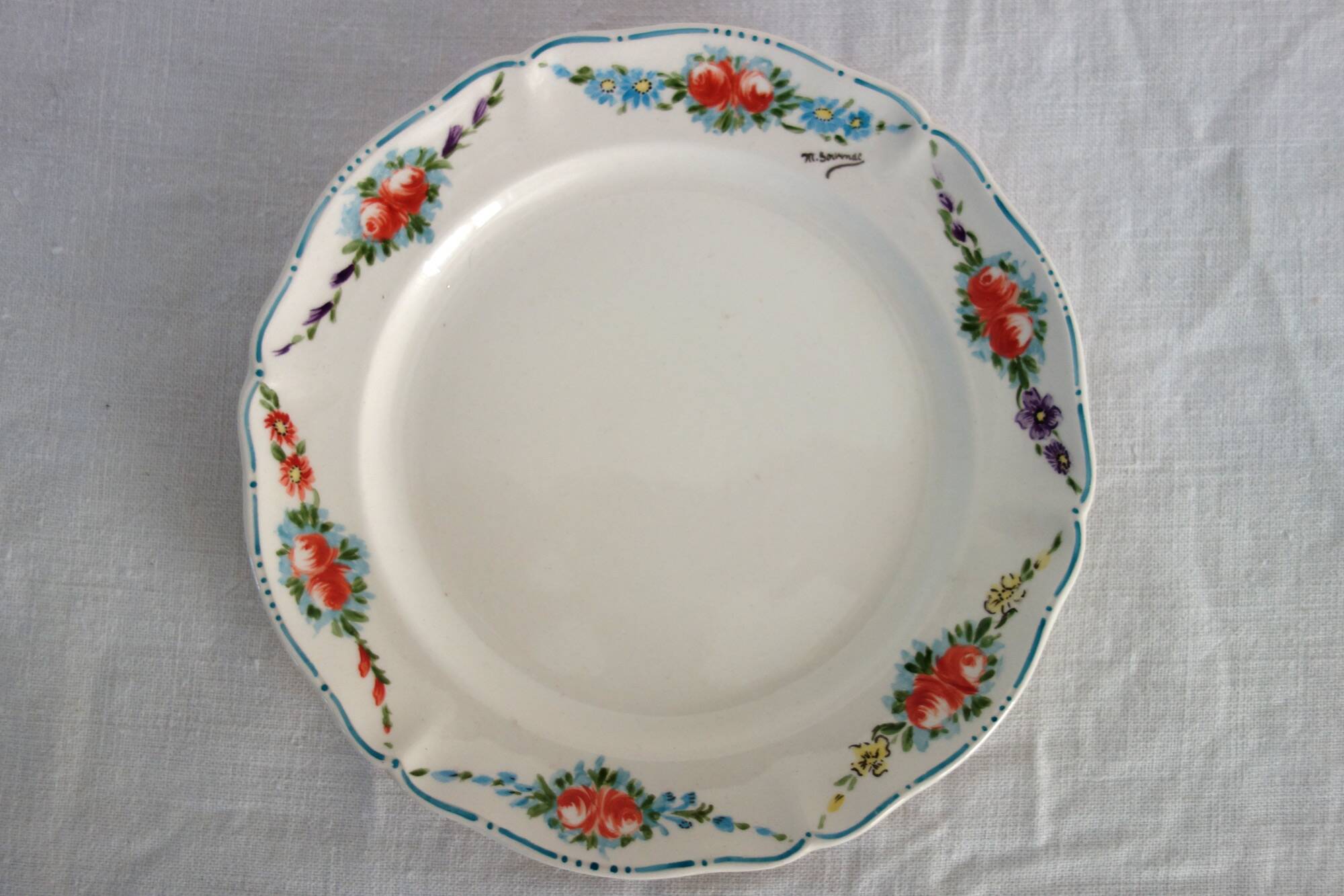 6 assiettes à dessert vintage décor main Villeroy & Boch