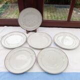6 flat plates in Sarreguemines stoneware