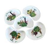 Set of 5 vintage salad plates, porcelain from Limoges