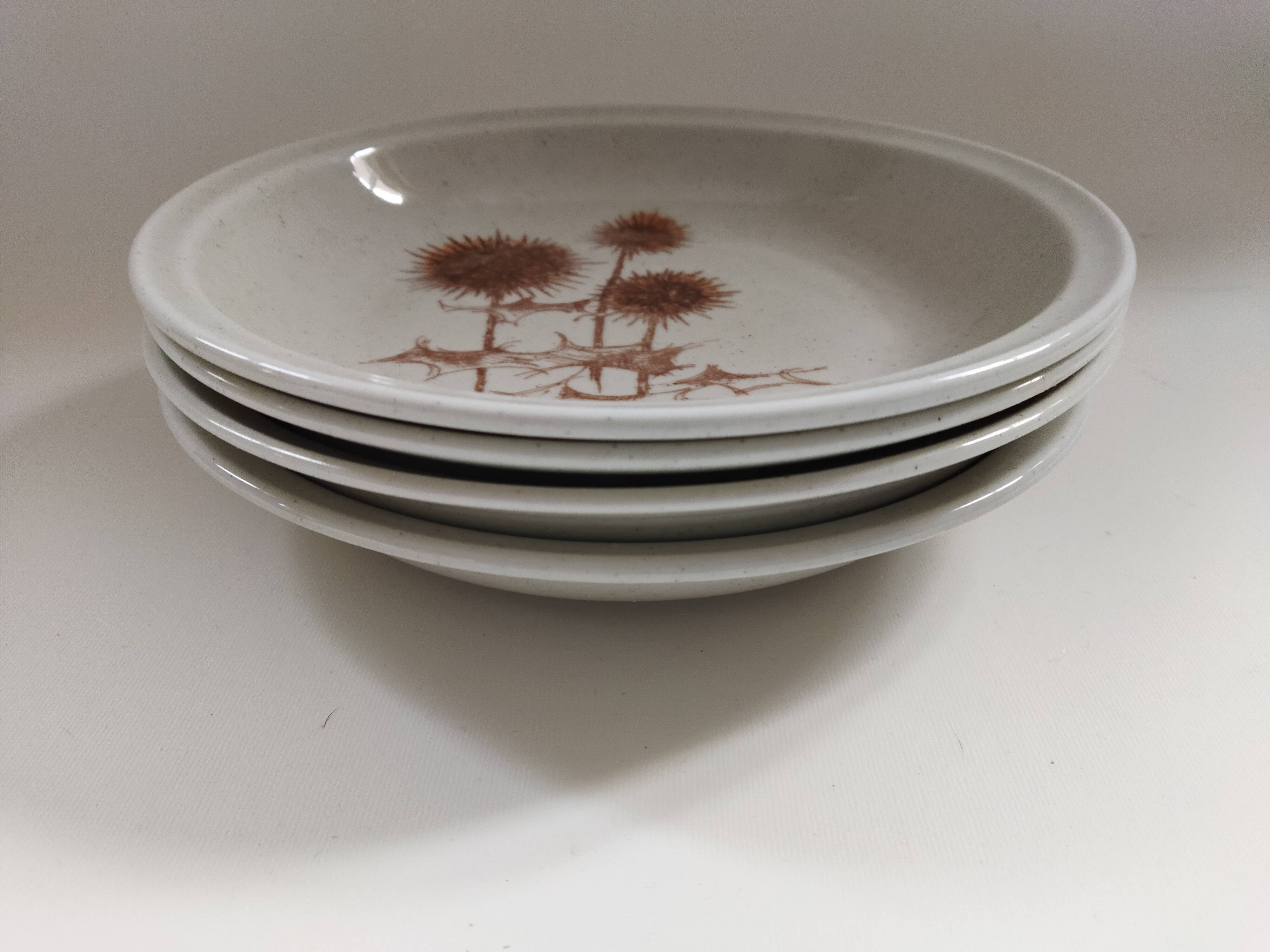 4 assiettes creuses Sarreguemines "Chardons"