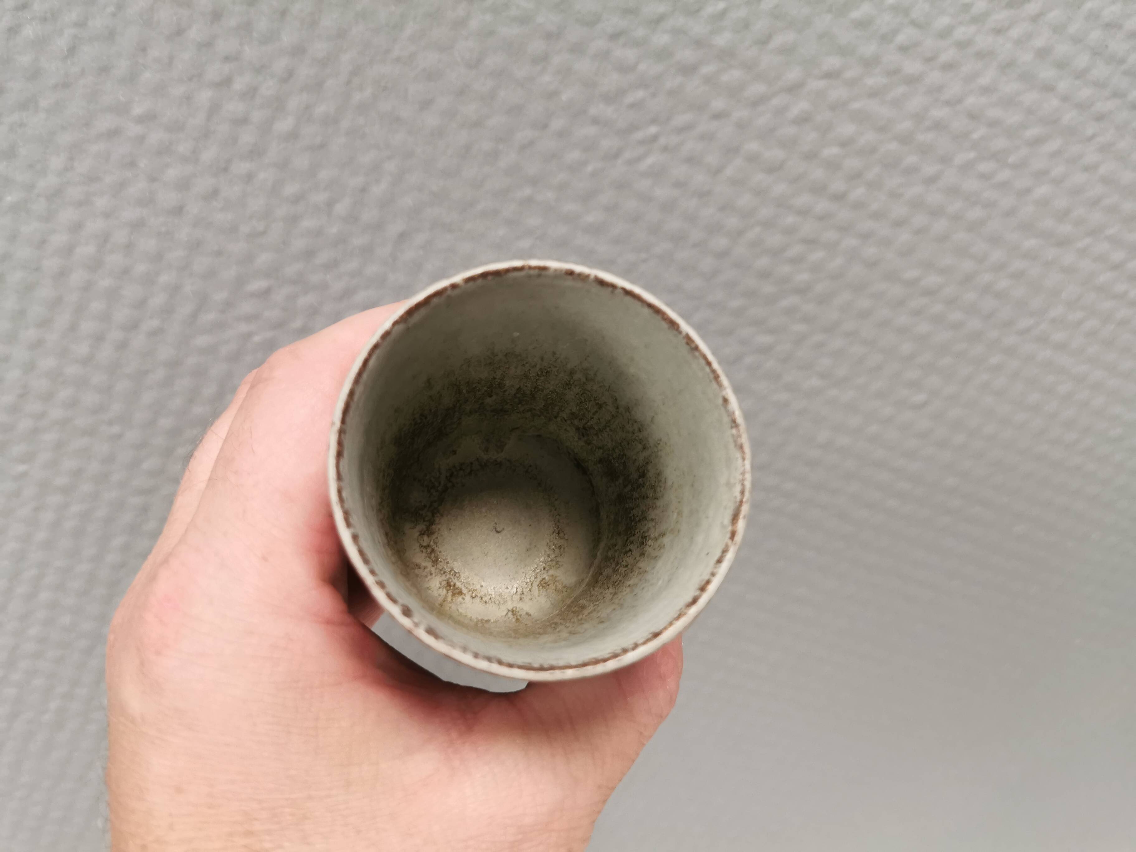 Danish Palshus small ceramic vase, Beige Gray Glaze, 1960s
