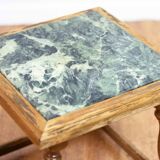 Authentic solid wood and green marble pedestal