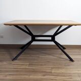 Table extensible en bois et métal, années 80