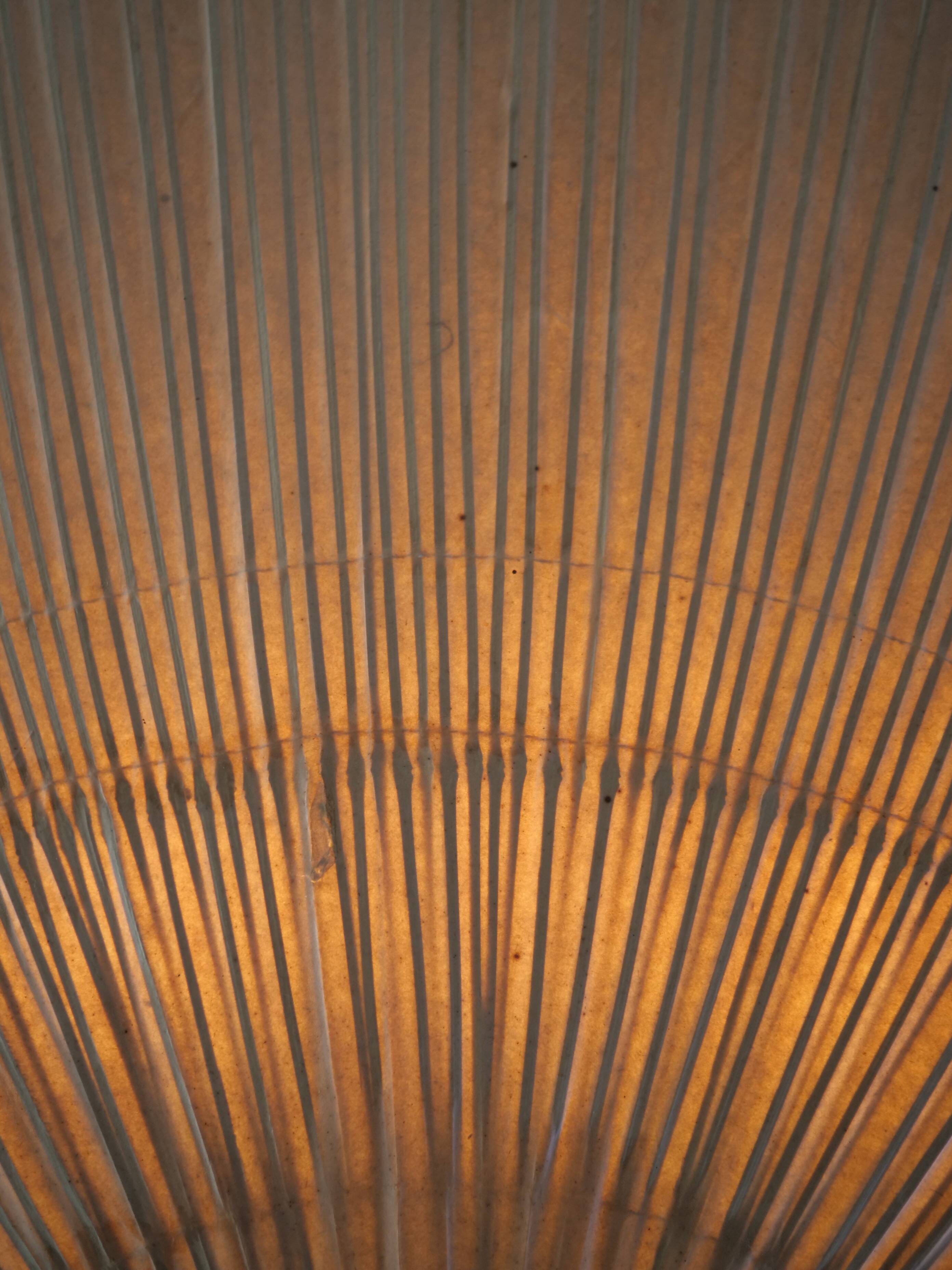 Large-format Uchiwa light fixture designed by Ingo Maurer