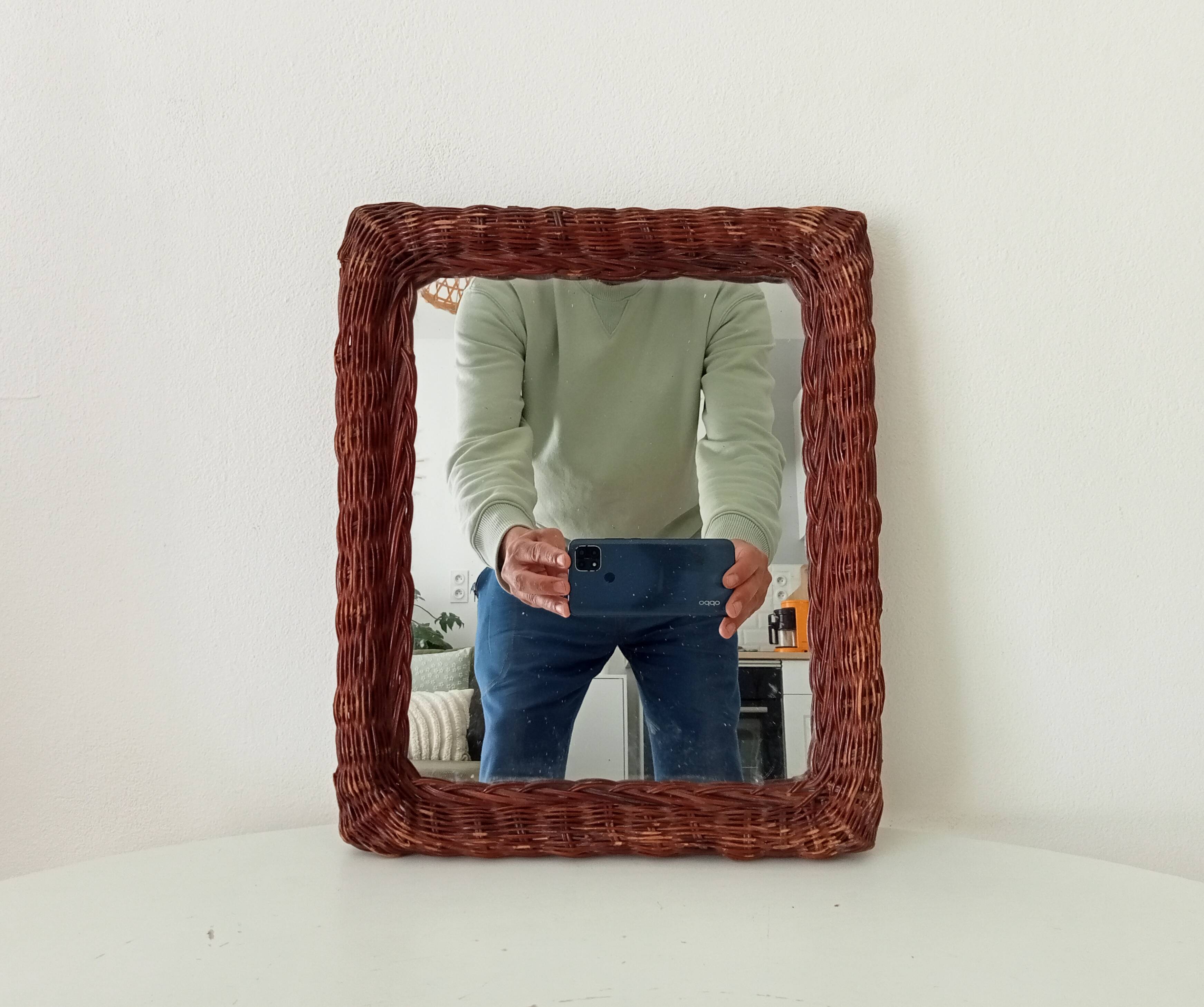 Vintage wicker mirror
