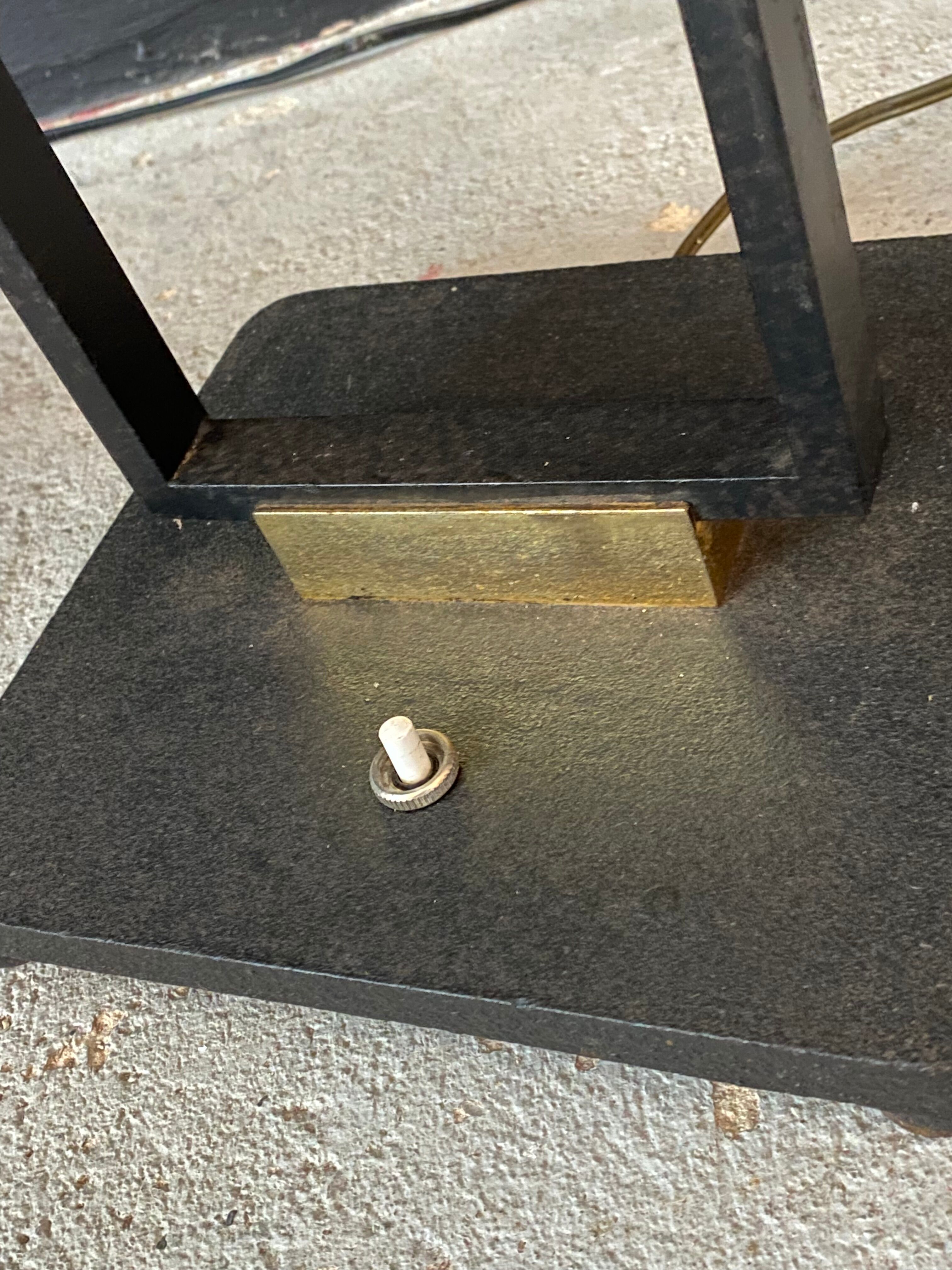 Arlus metal floor lamp and 4 glass lampshades - 1950