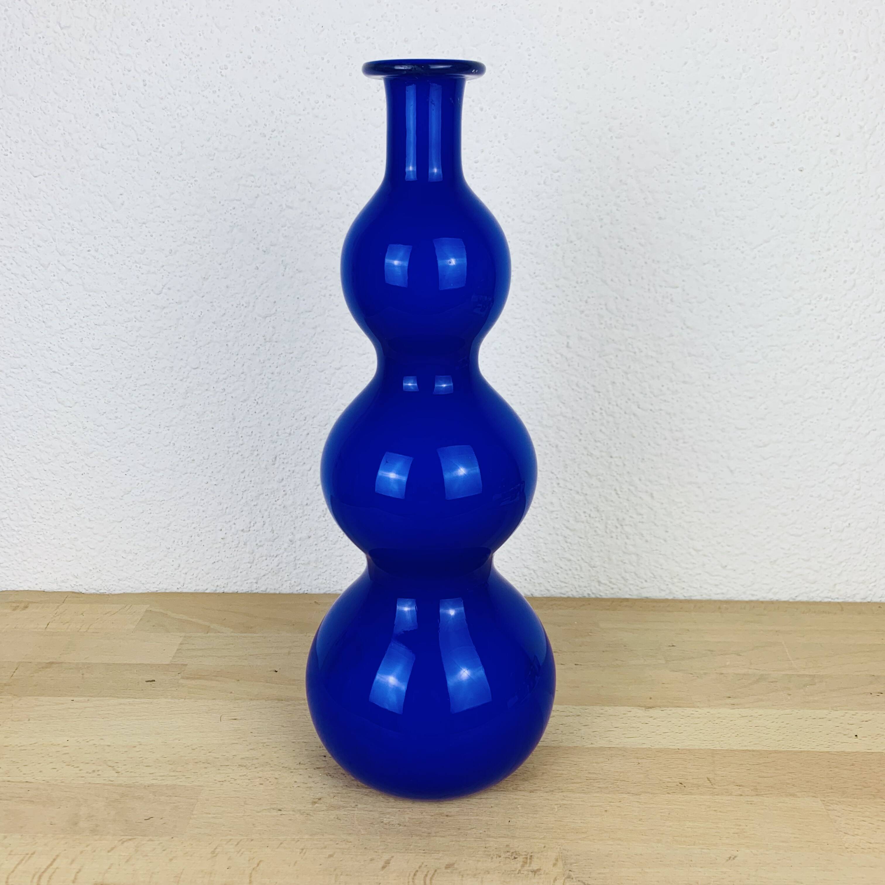 Scandinavian cobalt blue glass vase 40 cm