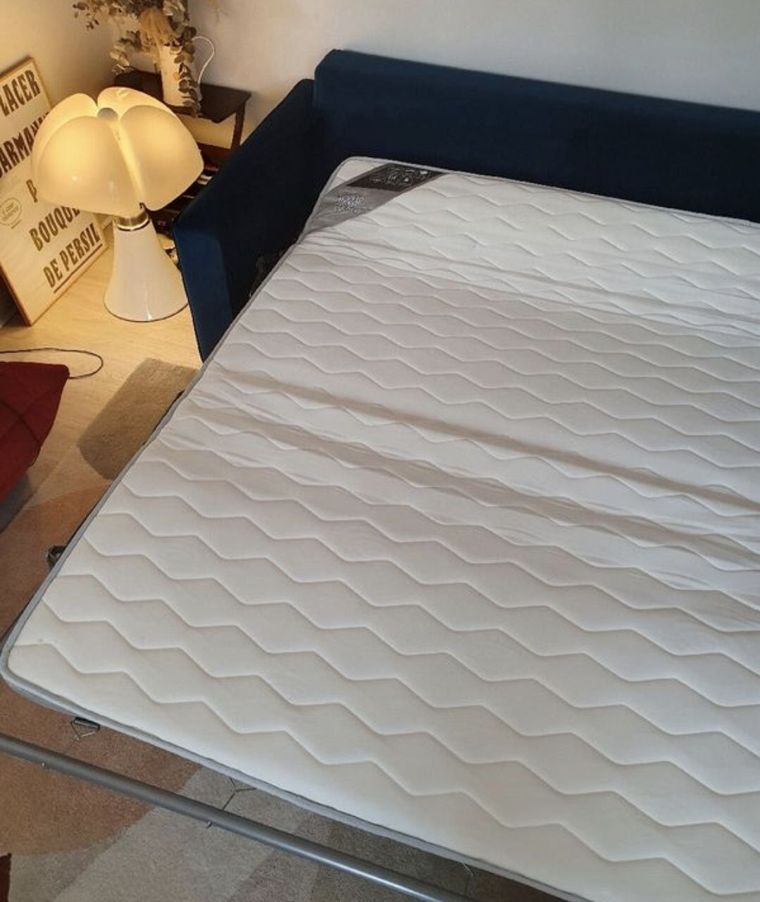 Canapé convertible velours bleu octave camif