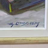 Hjamar Lindblom, Swedish Modern Landscape, 1960s, Oil on Canvas, Framed