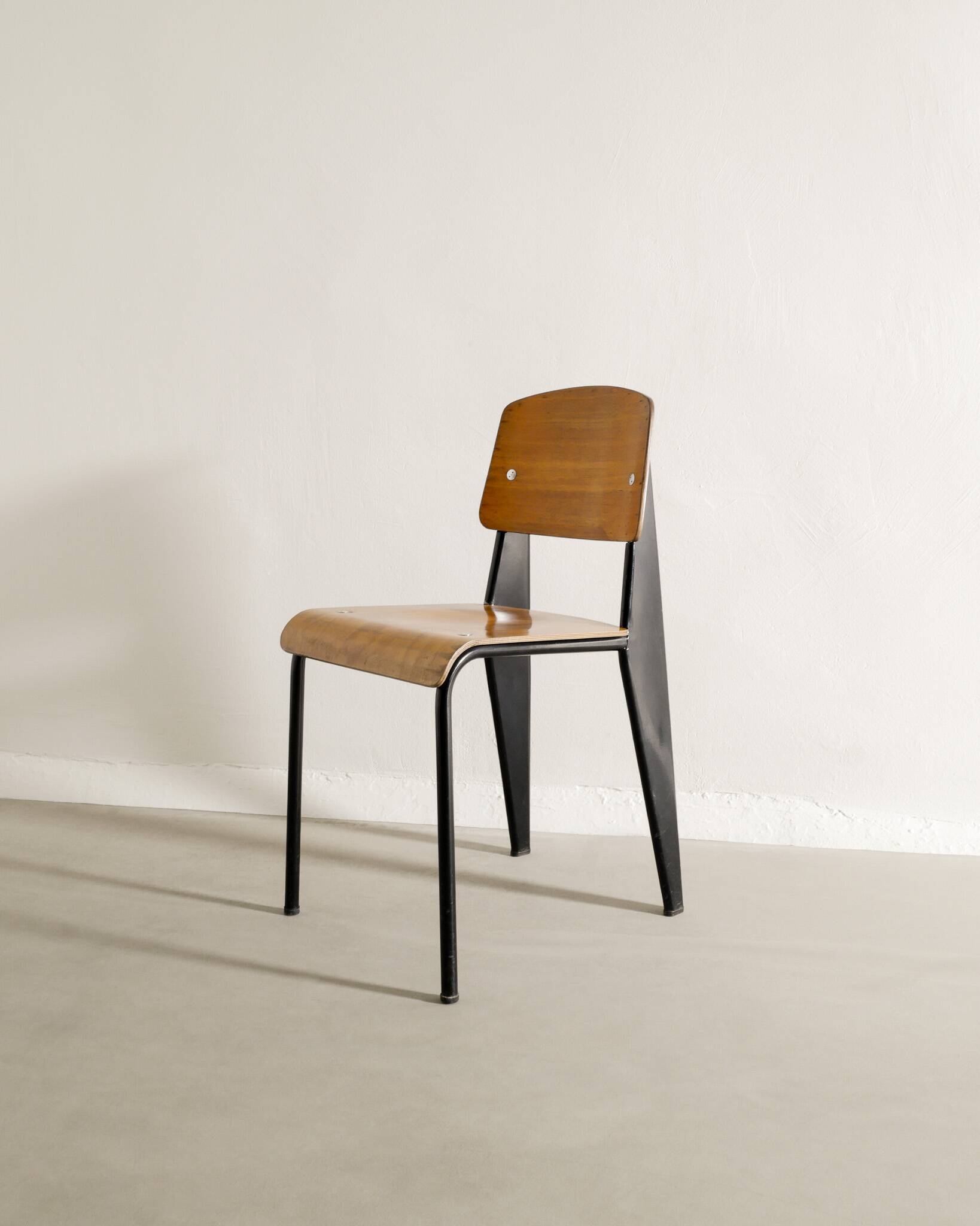 Vintage French Mid Century Jean Prouvé Metropole Standard Chair, 1950s
