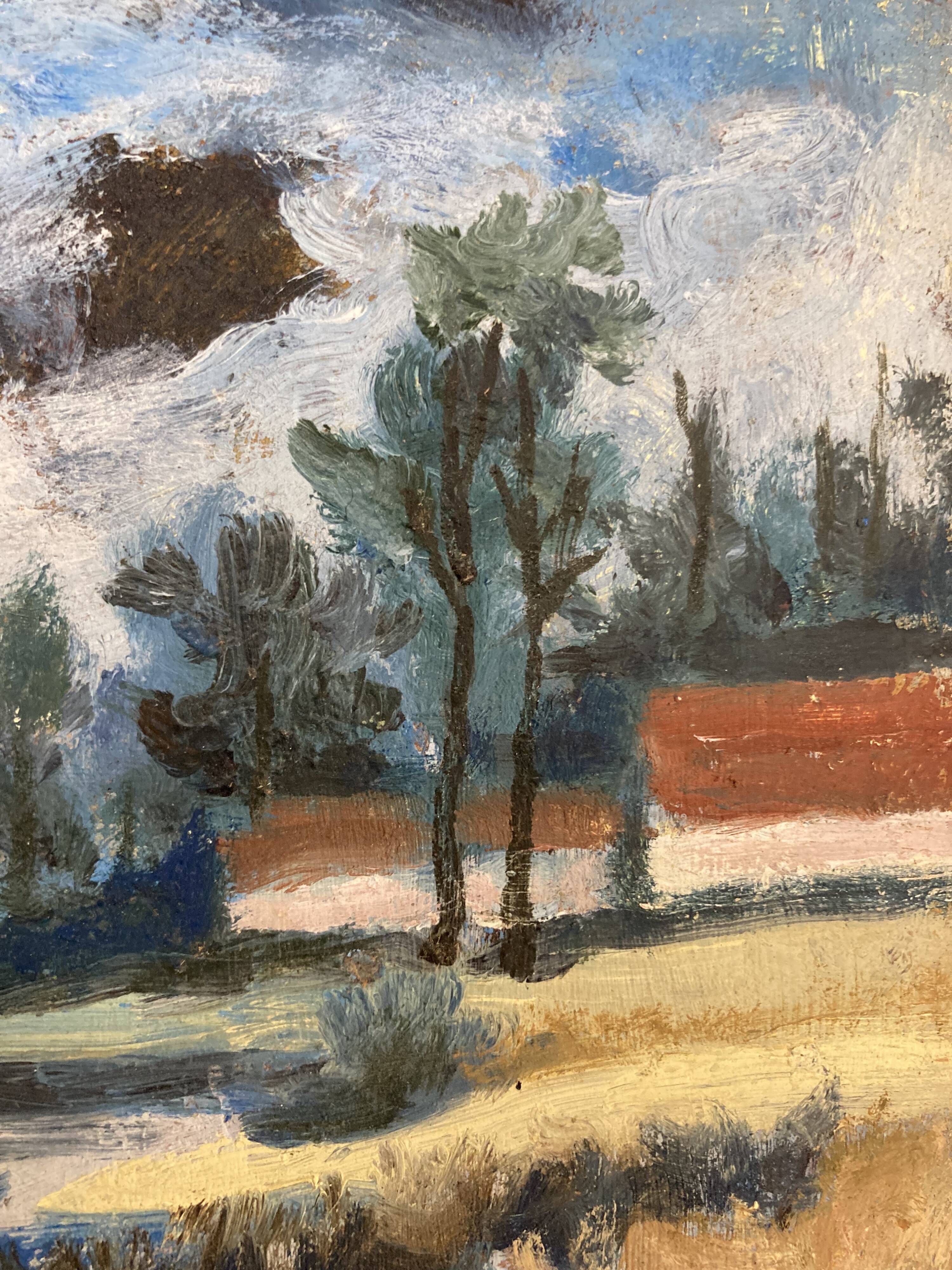 Henry d'Avesnes (1907-1999) Waterside Landscape. Oil on panel