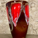 Large Vallauris vase no. 270 – brown glaze with red drips – vintage