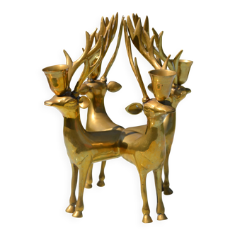 Antique Brass Deer Candle Holder