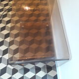 Coffee table David Lange 1970 vintage plexiglas smoked rolling furniture HFI TV