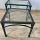 2 nesting tables from the 1960s in metal and bevelled glass.