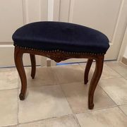 Mahogany and blue velvet daybed