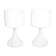 Pair of 1970s tall White Glass Table Lamps model "Candy" by Holmegaard
