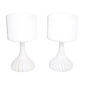 Paire de grandes lampes de table en verre blanc des années 1970, modèle "Candy" par Holmegaard