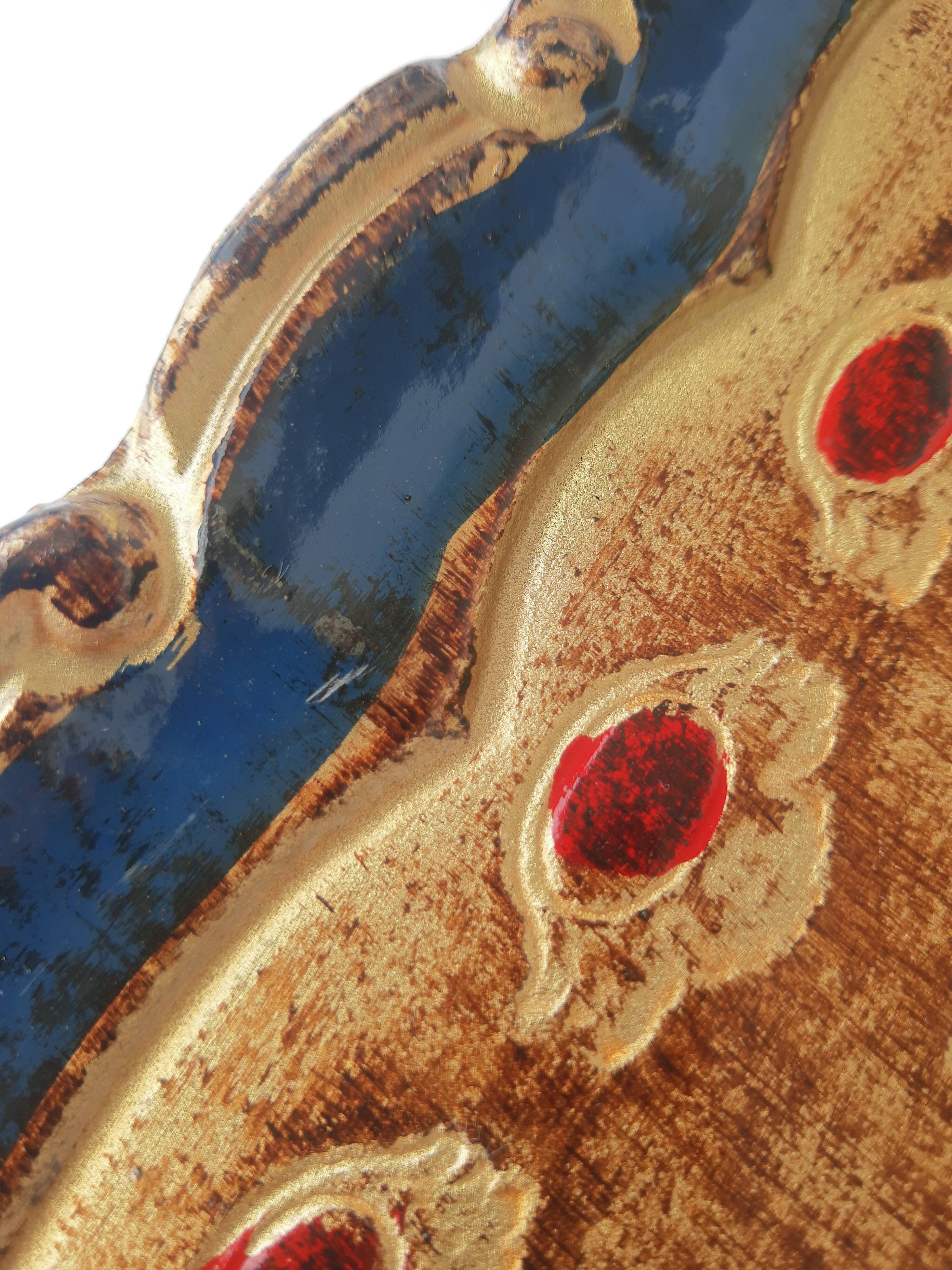 Italian Florentine tray in vintage hand-painted wood