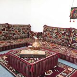 Oriental corner table, pouf