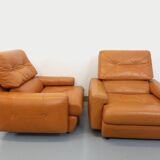 Paire de fauteuils lounge vintage en cuir des années 60 70