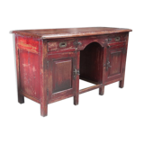 Bureau ancien rouge vieux teck piece et patine d'origine inde 137x52x77cm