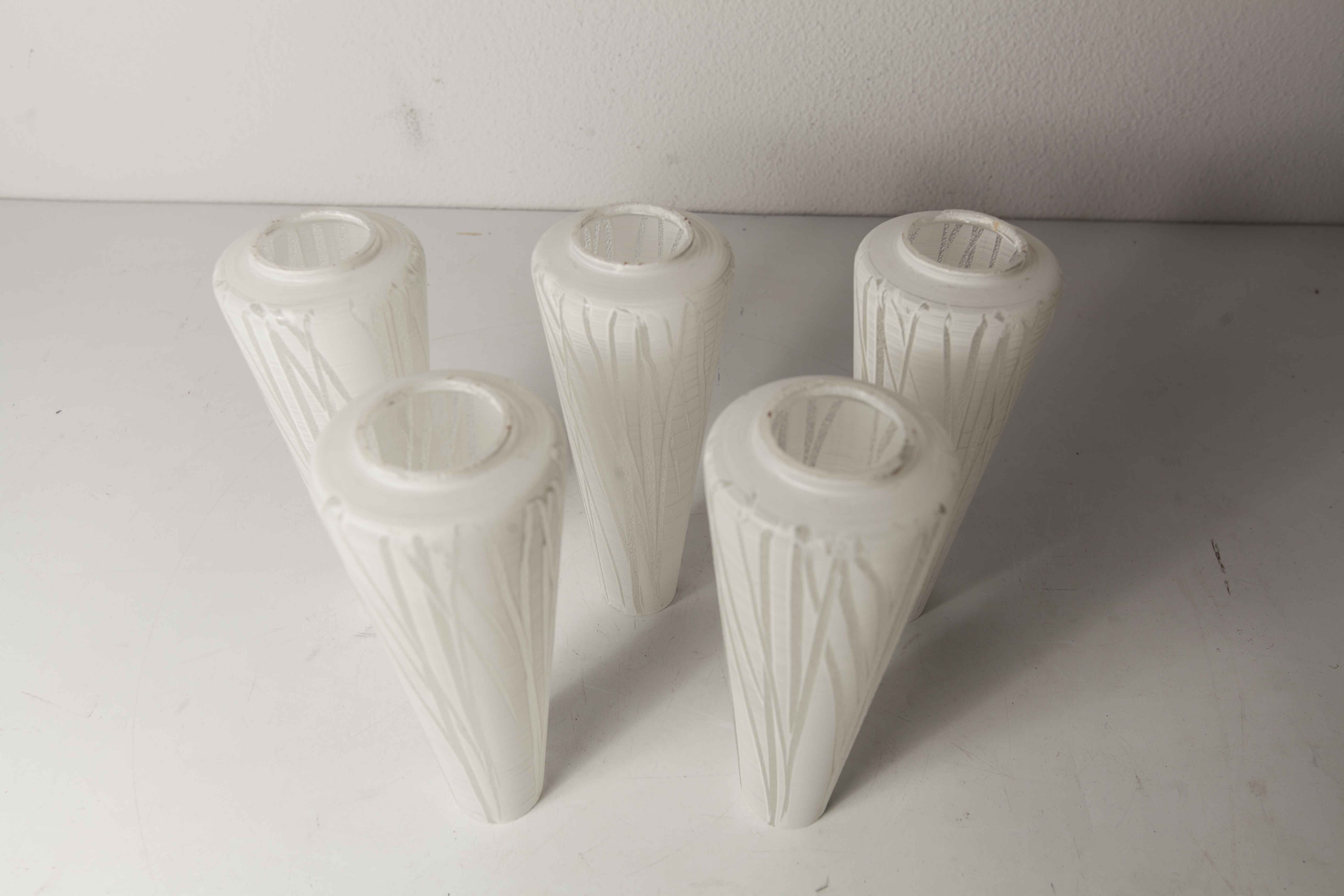 5-branched opaline brass chandelier 60's